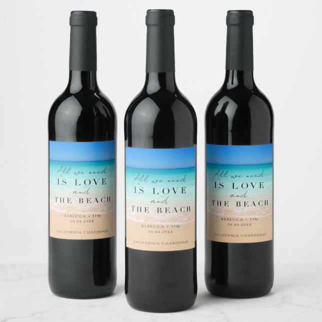 Beach Wedding Rehearsal Dinner Favour Wine Label (Bottles)
