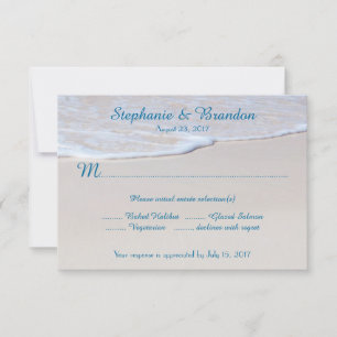 Beach Wedding Reply Cards With Menu Choice