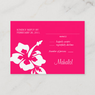 Beach Wedding Response Cards Hibiscus Pink