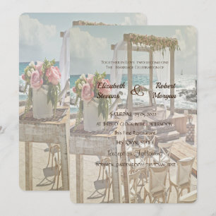 Beach  Wedding Retro Arch  Invitation