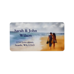 beach wedding,return address label