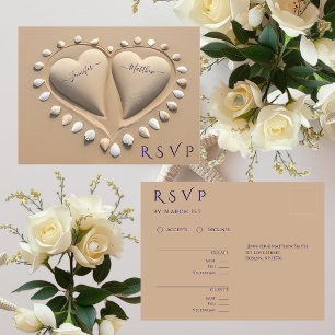 Beach Wedding RSVP- Sand Hearts Postcard