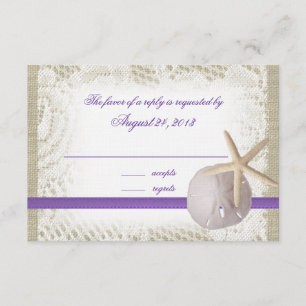 Beach Wedding Sand Dollar and Starfish RSVP Card