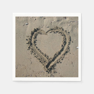 Beach Wedding Sand Heart Paper Napkins
