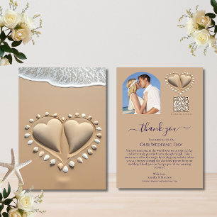 Beach Wedding Sand Hearts Invitation