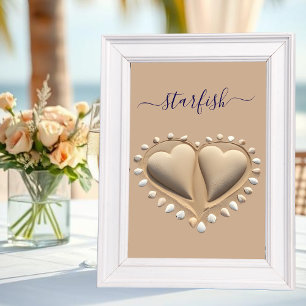Beach Wedding Sand Hearts- Table Number