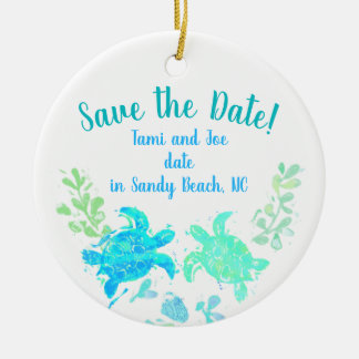 Beach Wedding Save the Date and Party Favour Ceramic Ornament