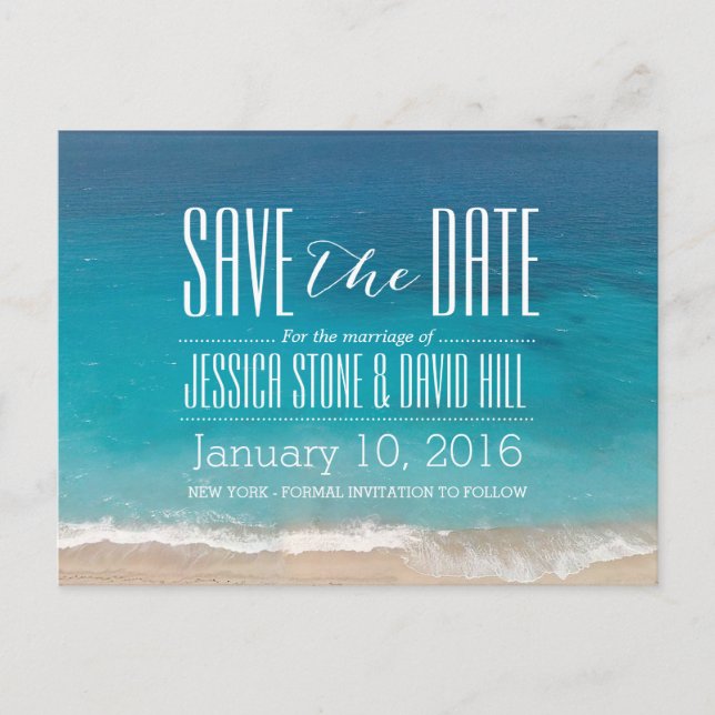 Beach Wedding Save the Date Announcement Postcard (Front)