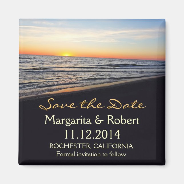 beach wedding save the date magnets (Front)