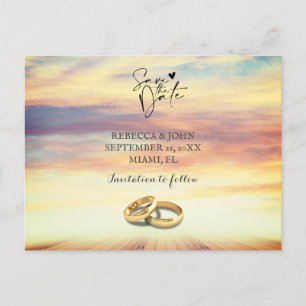Beach wedding save the date postcard
