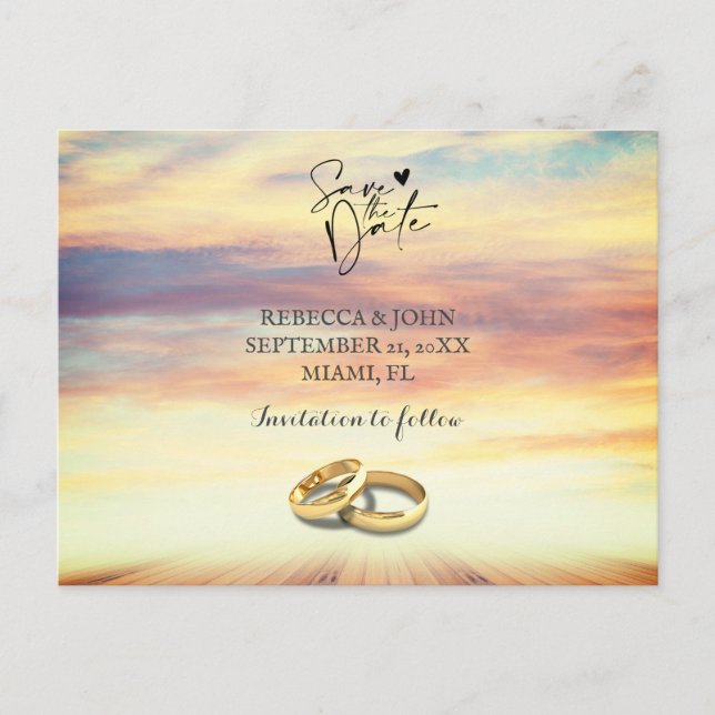 Beach wedding save the date postcard (Front)