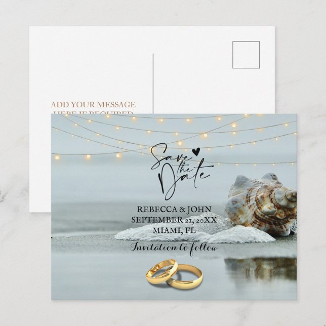 Beach wedding save the date postcard (Front/Back)