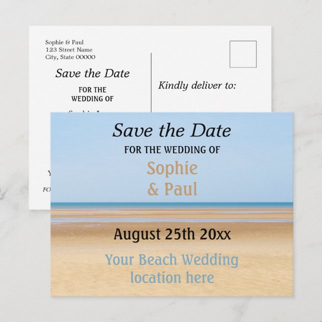 Beach Wedding Save the Date Postcard (Front/Back)