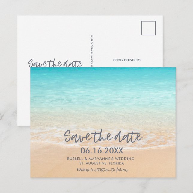 Beach Wedding Save the Date Postcard (Front/Back)