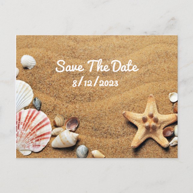 Beach Wedding Save the Date Postcard (Front)