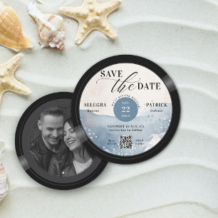 Beach Wedding Save the Date Vintage Music Lover QR