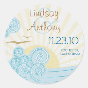 Beach wedding sea waves stickers