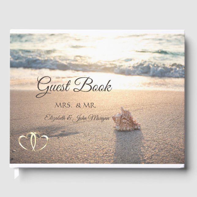 Beach Wedding,Seashell Guest Book (Front)