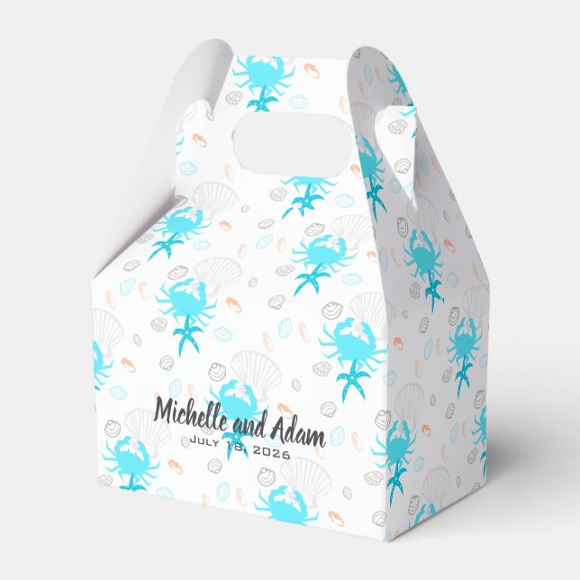 Beach Wedding Seashell Personalized Favour Boxes (Front Side)