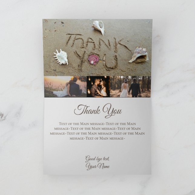 Beach Wedding Seashell photo collage Merci (Intérieur)