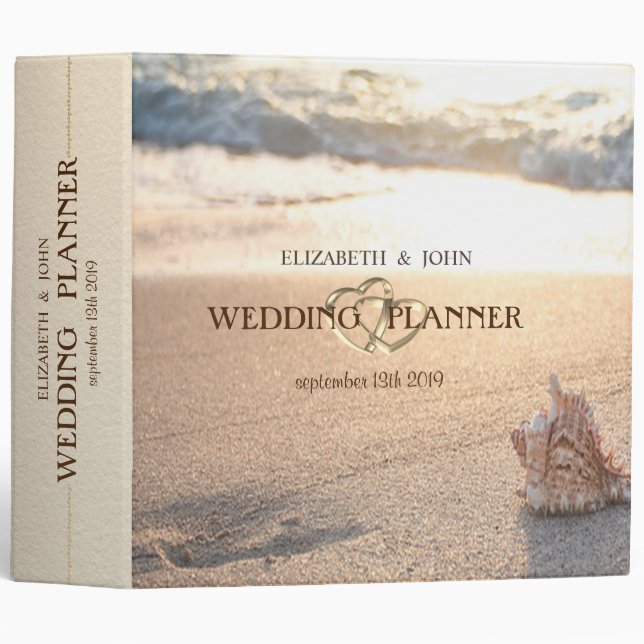 Beach Wedding Seashell, Sand, Sunset Binder (Front/Spine)