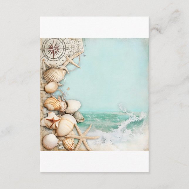 Beach wedding seashells 3 enclosure card (Front)