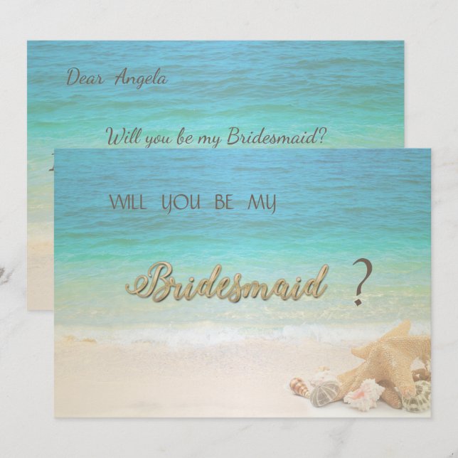 Beach Wedding Seashells Bridesmaid Card (Front/Back)