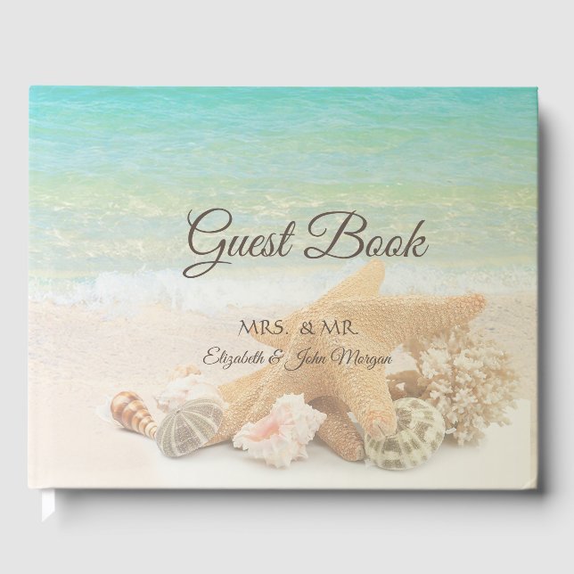 Beach  Wedding Seashells Guest Book (Front)