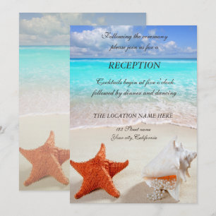 Beach Wedding Seashells  Reception Invitation