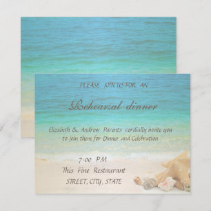 Beach Wedding Seashells  Rehearsal Dinner Invitation