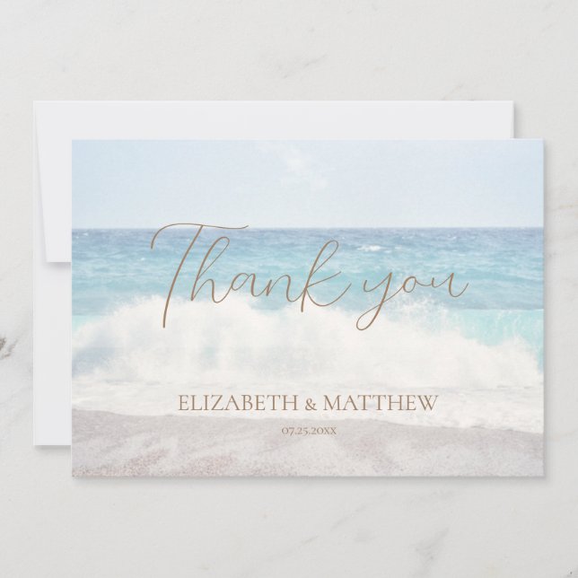 Beach Wedding Seaside/Oceanside Thank You Card (Front)