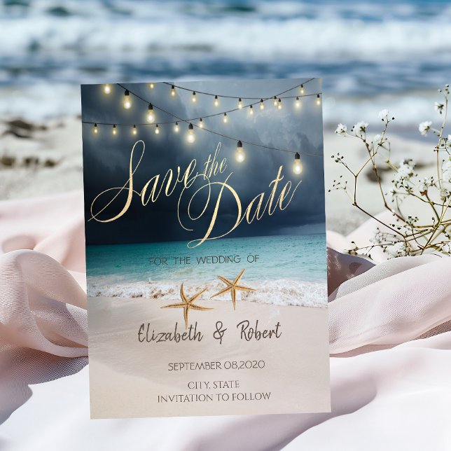 Beach Wedding,Seastar String Lights Save The Date (Creator Uploaded)