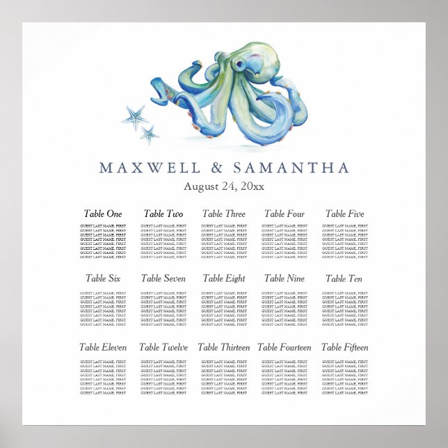 Beach Wedding Seating Chart Templates (Front)