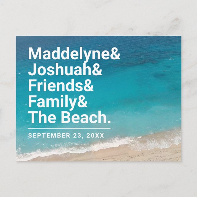 Beach Wedding Simple Ampersand Save the Date Announcement Postcard (Front)