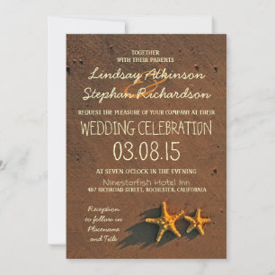 beach wedding starfish invitations