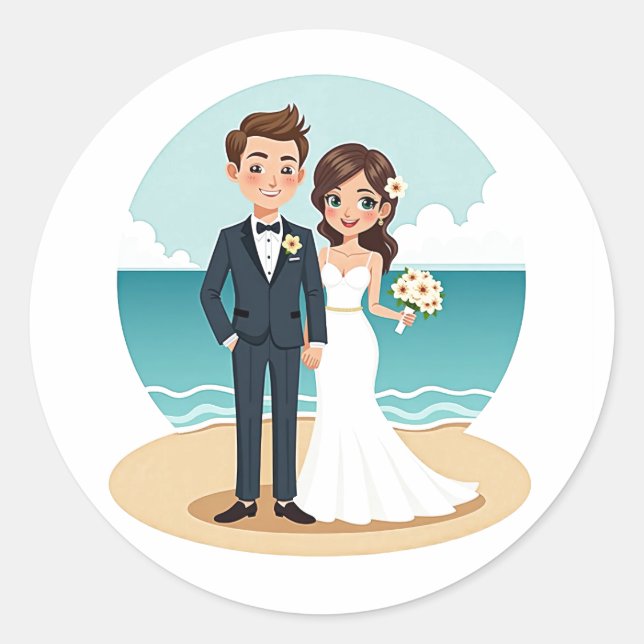 Beach Wedding Sticker (Front)