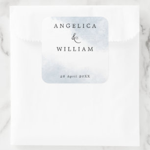 BEACH WEDDING STICKER   DUSTY BLUE WATERCOLOR