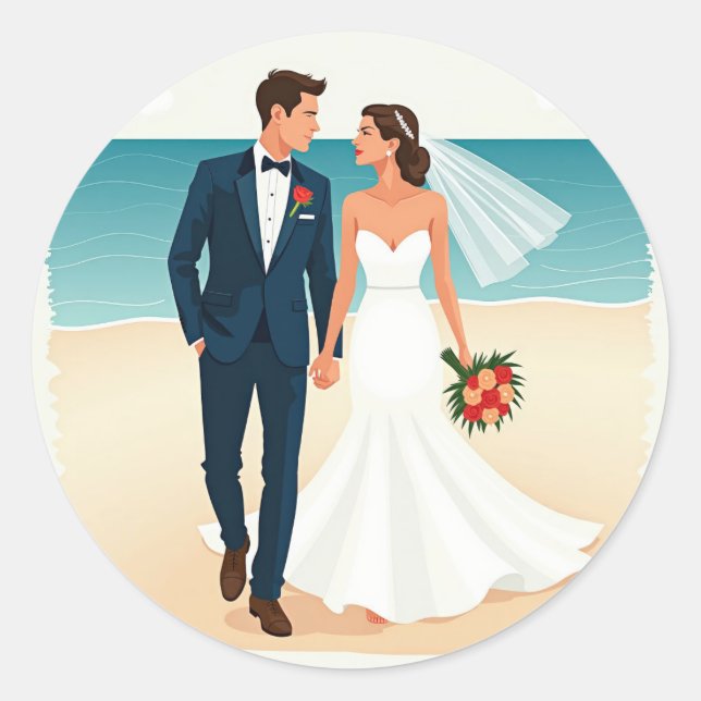 Beach Wedding Stickers (Front)