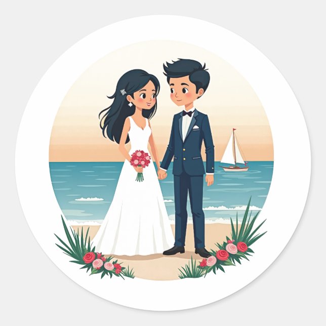 Beach Wedding Stickers (Front)