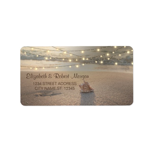 Beach Wedding,Sunset Seashell String Lights  Label (Front)