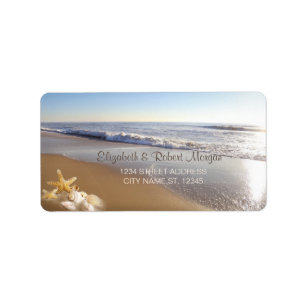 Beach Wedding Sunset Seashells Label