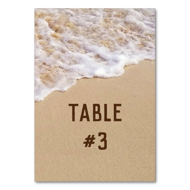 Beach Wedding Surf  Table Number (Front)
