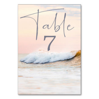 BEACH WEDDING TABLE CARD | OCEAN SUNSET NUMBER