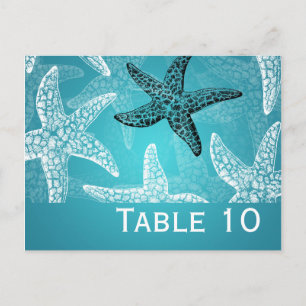 Beach Wedding Table Number Starfish Blue Postcard