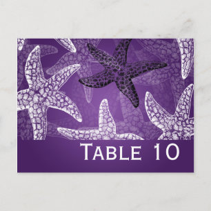 Beach Wedding Table Number Starfish Purple Postcard