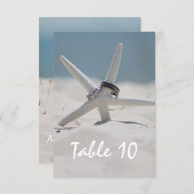 Beach Wedding table place number Invitation (Front/Back)