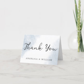 BEACH WEDDING THANK YOU CARD DUSTY BLUE WATERCOLOR