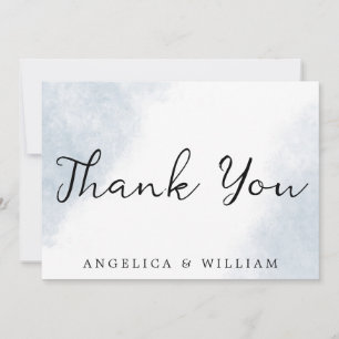 BEACH WEDDING THANK YOU CARD DUSTY BLUE WATERCOLOR
