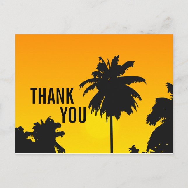Beach Wedding Thank You Cards Palm Trees (Front)