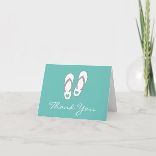 Beach wedding thank you cards with cute flip flops